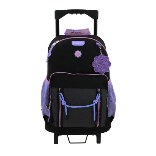 Mochila con Ruedas Happy Girl Negra para Niña - Durabilidad y Diversión