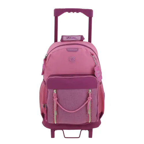 Mochila con Ruedas Happy Girl Rosa para Niña con Divertidos Detalles
