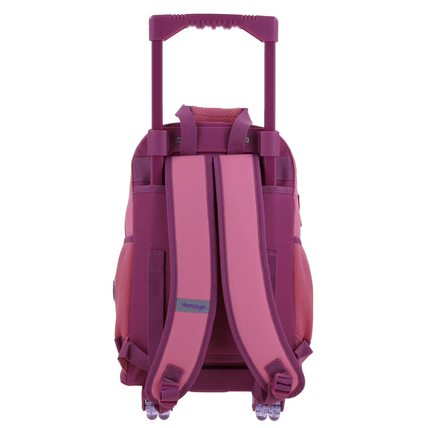 Mochila con Ruedas Happy Girl Rosa para Niña con Divertidos Detalles 4