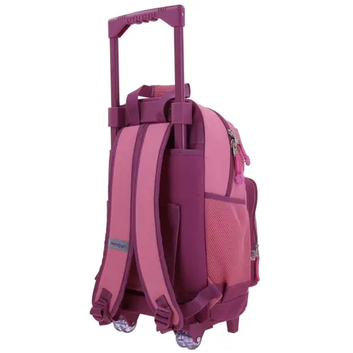 Mochila con Ruedas Happy Girl Rosa para Niña con Divertidos Detalles 5