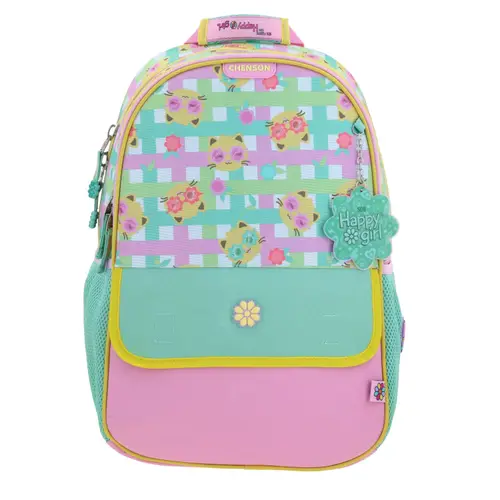 Kit Escolar Happy Girl by Chenson (Mochila + Lonchera + Lapicera) Rosa Infantil - Modelo HG70706 1