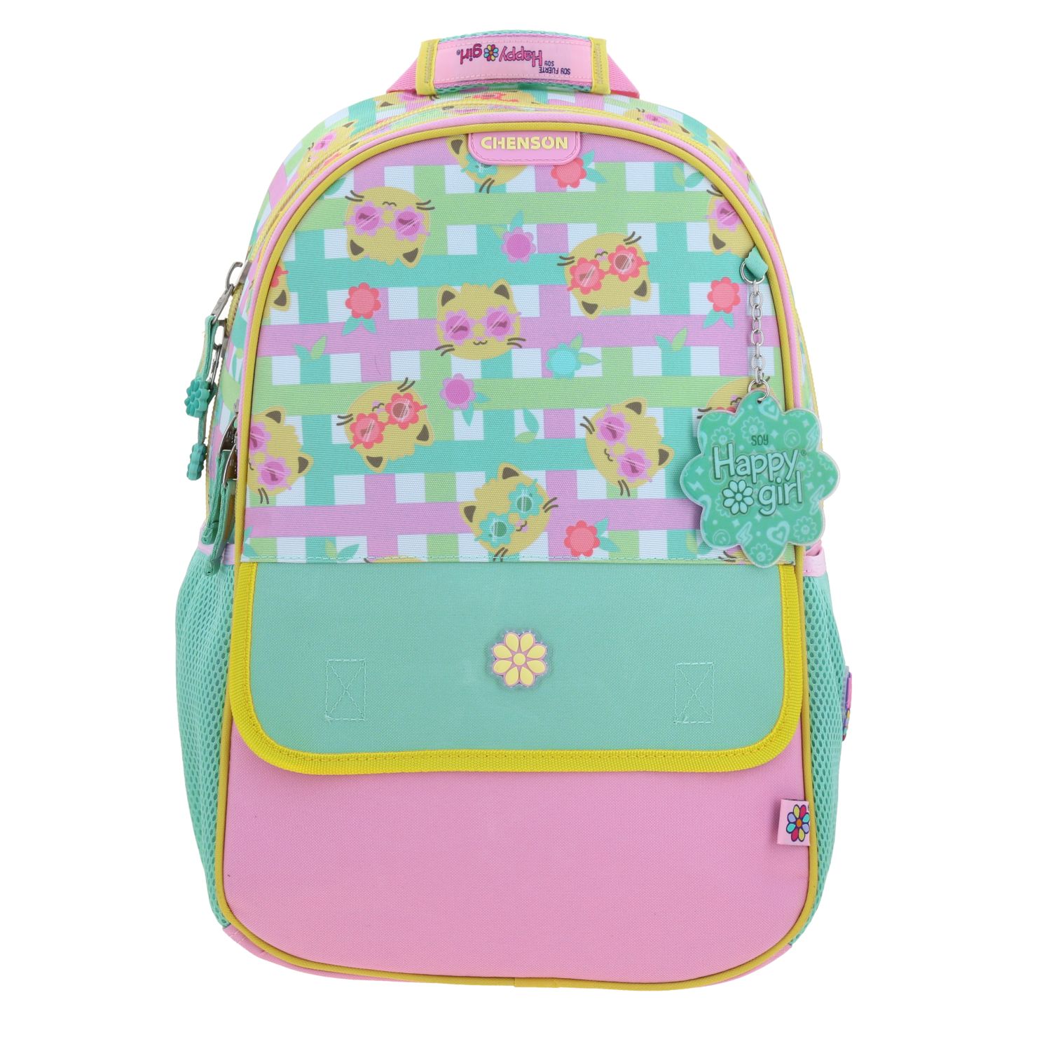 Mochila escolar para niña Happy Girl by Chenson color rosa con durabilidad