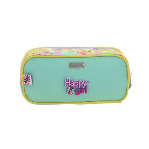 Lapicera escolar para niña Happy Girl rosa triple compartimento - vista 2