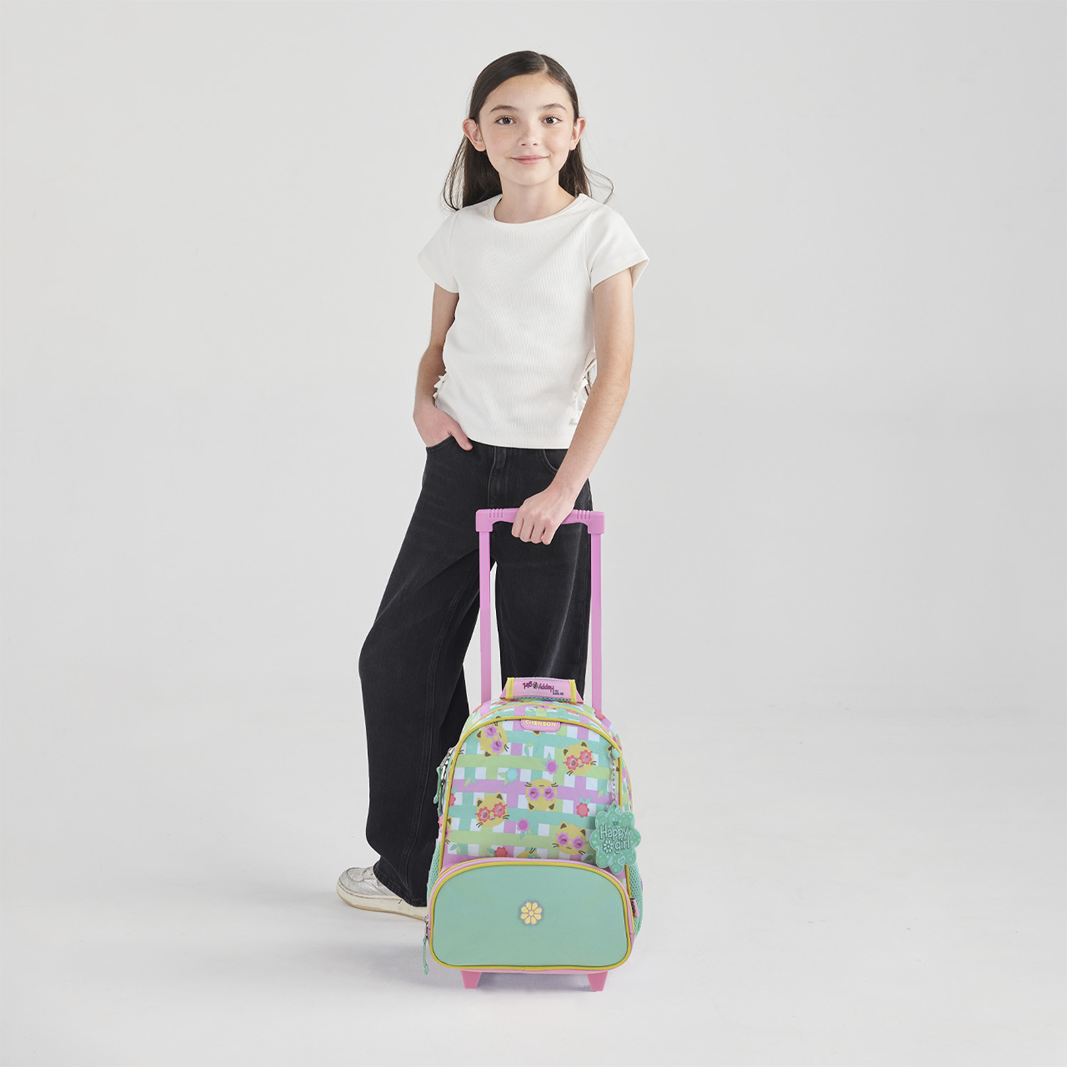Mochila con Ruedas Happy Girl Rosa para Niña - Diversión y Durabilidad - vista 2