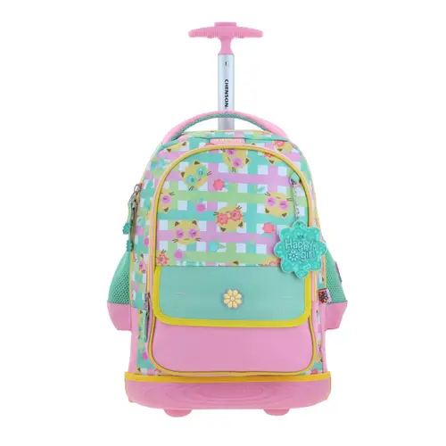 Mochila con Ruedas Happy Girl Rosa para Niña - Diversión y Durabilidad