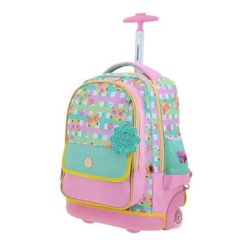 Mochila con Ruedas Happy Girl Rosa para Niña - Diversión y Durabilidad - vista 2