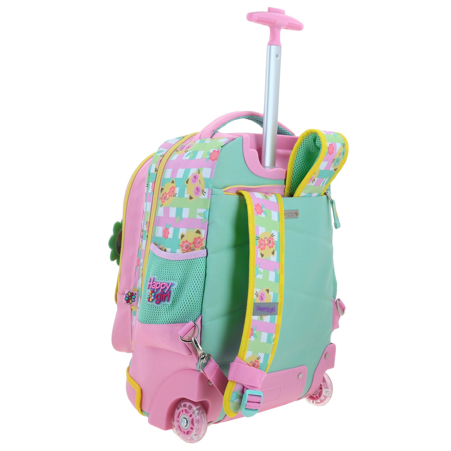 Mochila con Ruedas Happy Girl Rosa para Niña - Diversión y Durabilidad 3