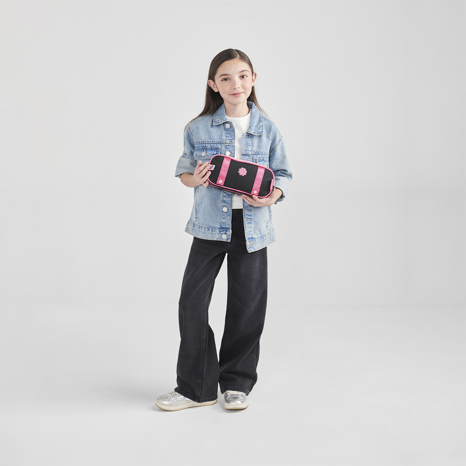 Lapicera escolar para niña Happy Girl by Chenson color negro con doble compartimento - vista 2