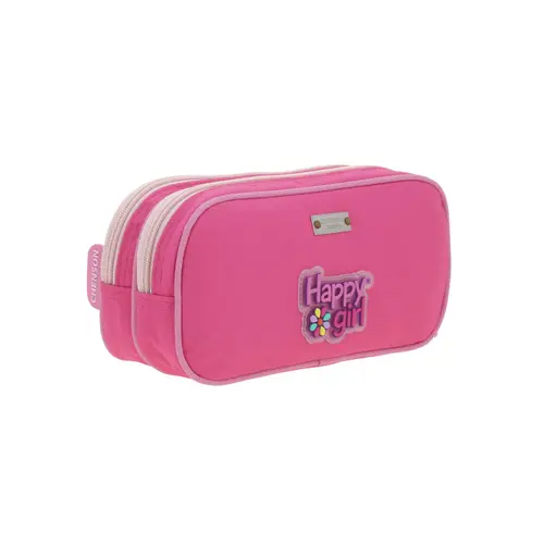 Lapicera escolar para niña Happy Girl rosa con doble compartimento 3