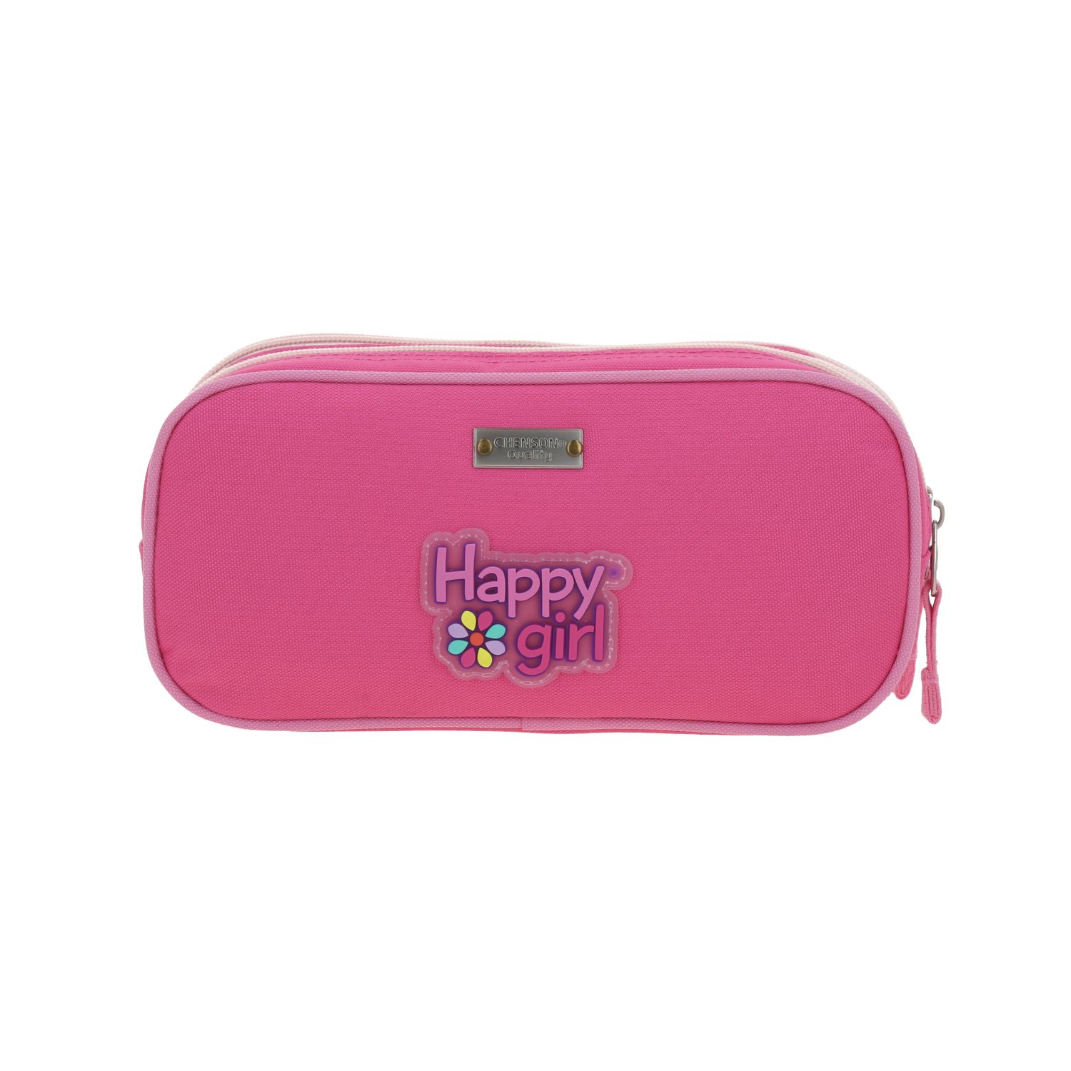 Lapicera escolar para niña Happy Girl rosa con doble compartimento 4