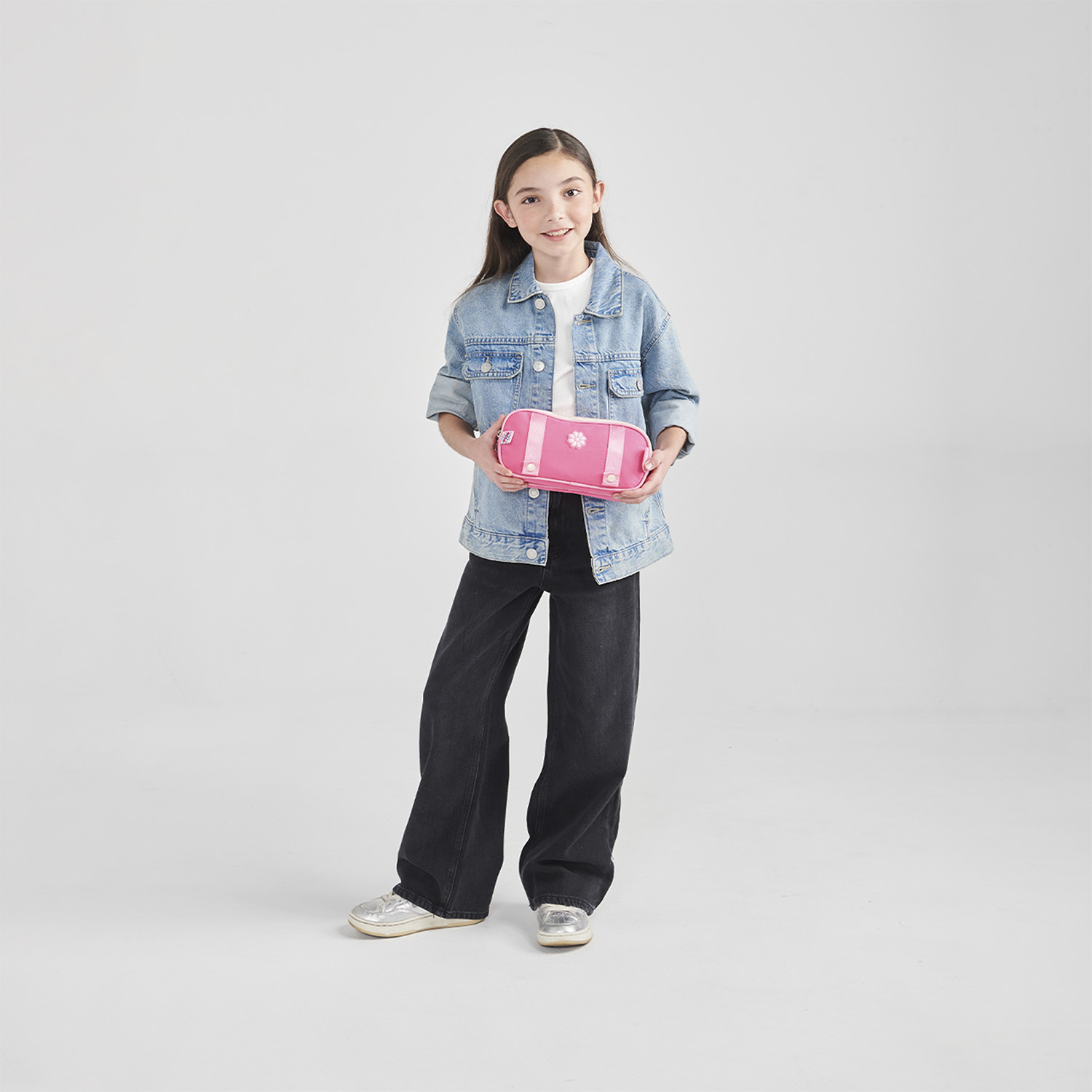 Lapicera escolar para niña Happy Girl rosa con doble compartimento - vista 2