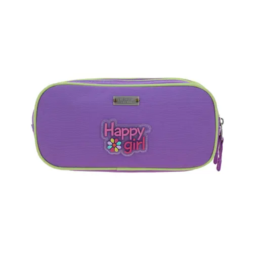Lapicera escolar para niña Happy Girl violeta con doble compartimento - vista 2