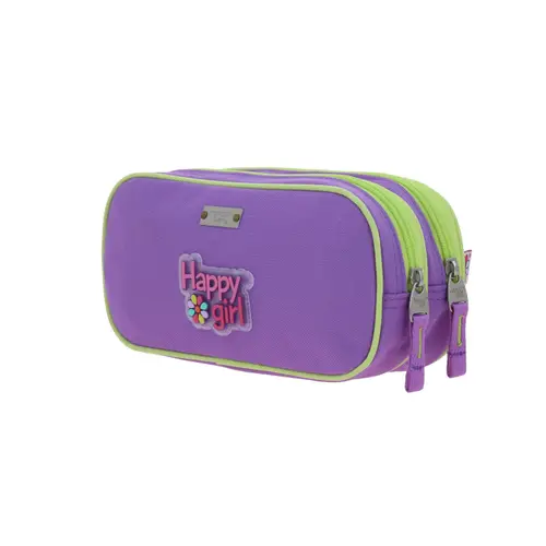 Lapicera escolar para niña Happy Girl violeta con doble compartimento 5