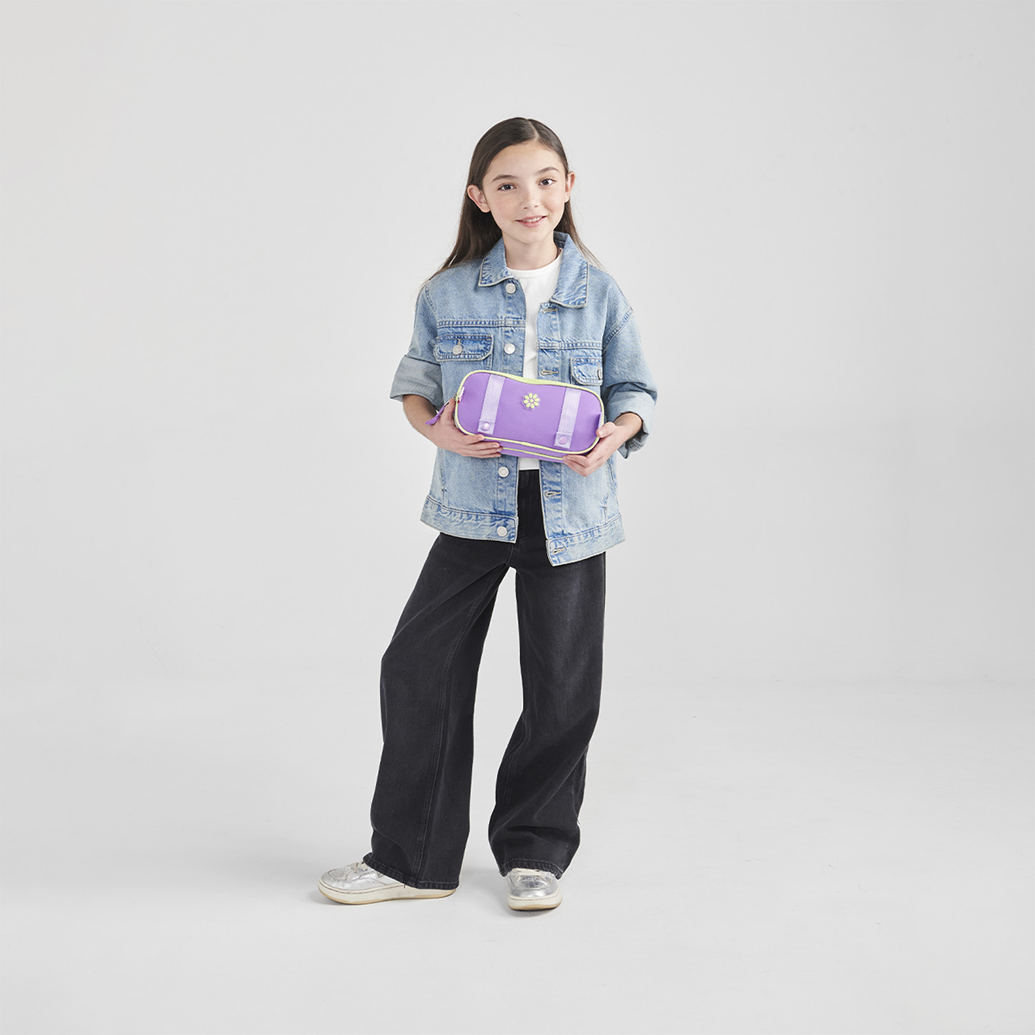 Lapicera escolar para niña Happy Girl violeta con doble compartimento - vista 2