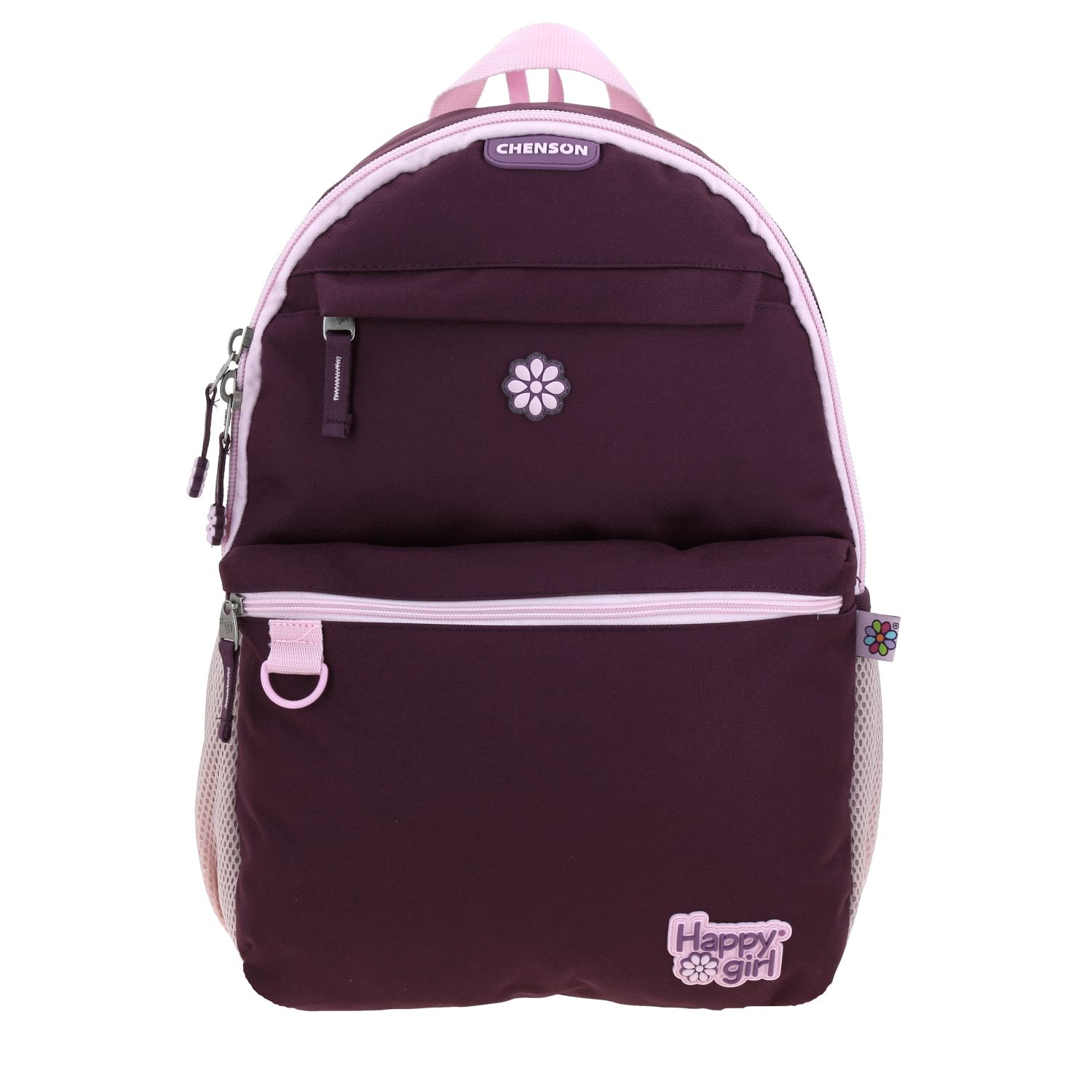 Mochila escolar para niña Happy Girl magenta con diseño divertido y segura 2