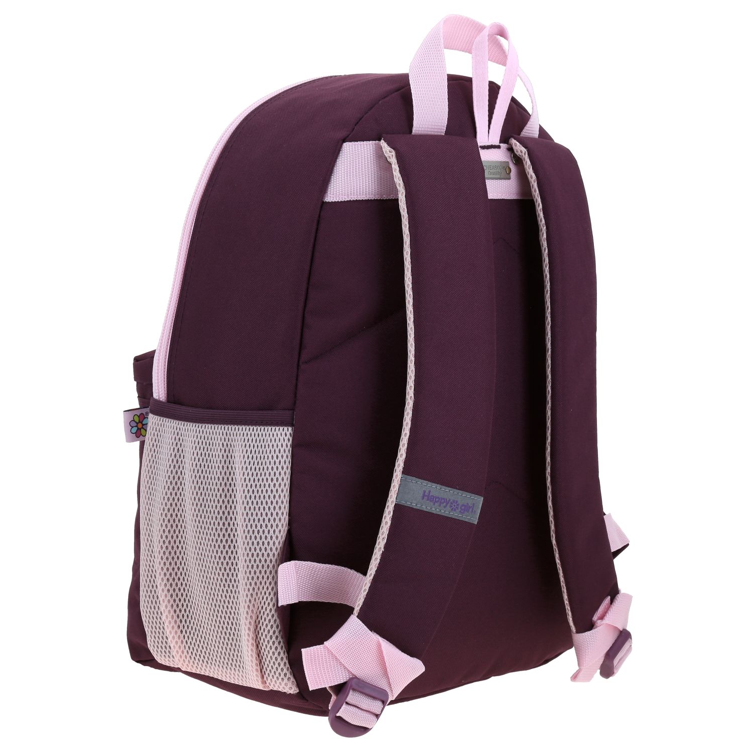 Mochila escolar para niña Happy Girl magenta con diseño divertido y segura 4