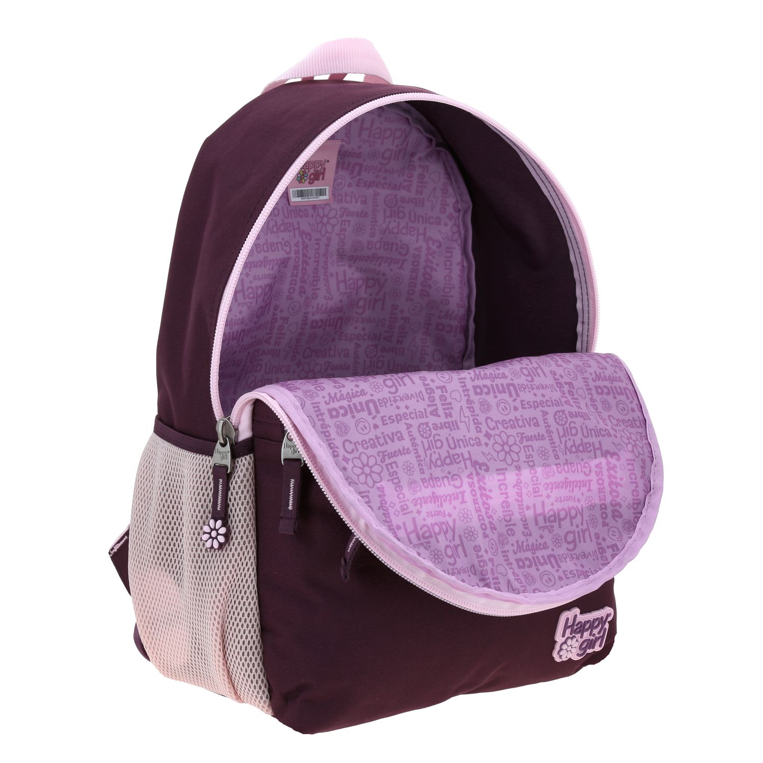 Mochila escolar para niña Happy Girl magenta con diseño divertido y segura - vista 2