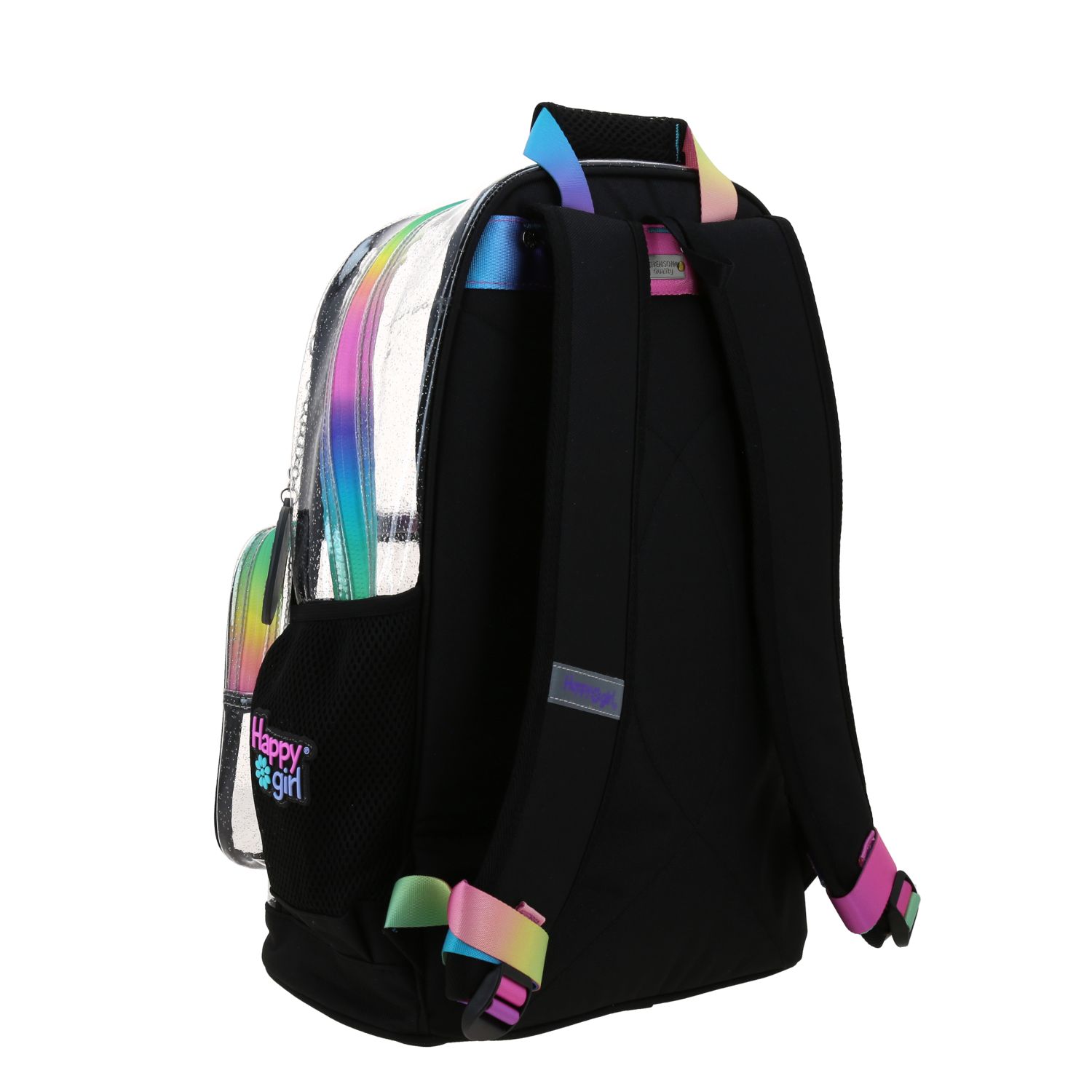 Mochila escolar Happy Girl negro PVC transparente para niña 3