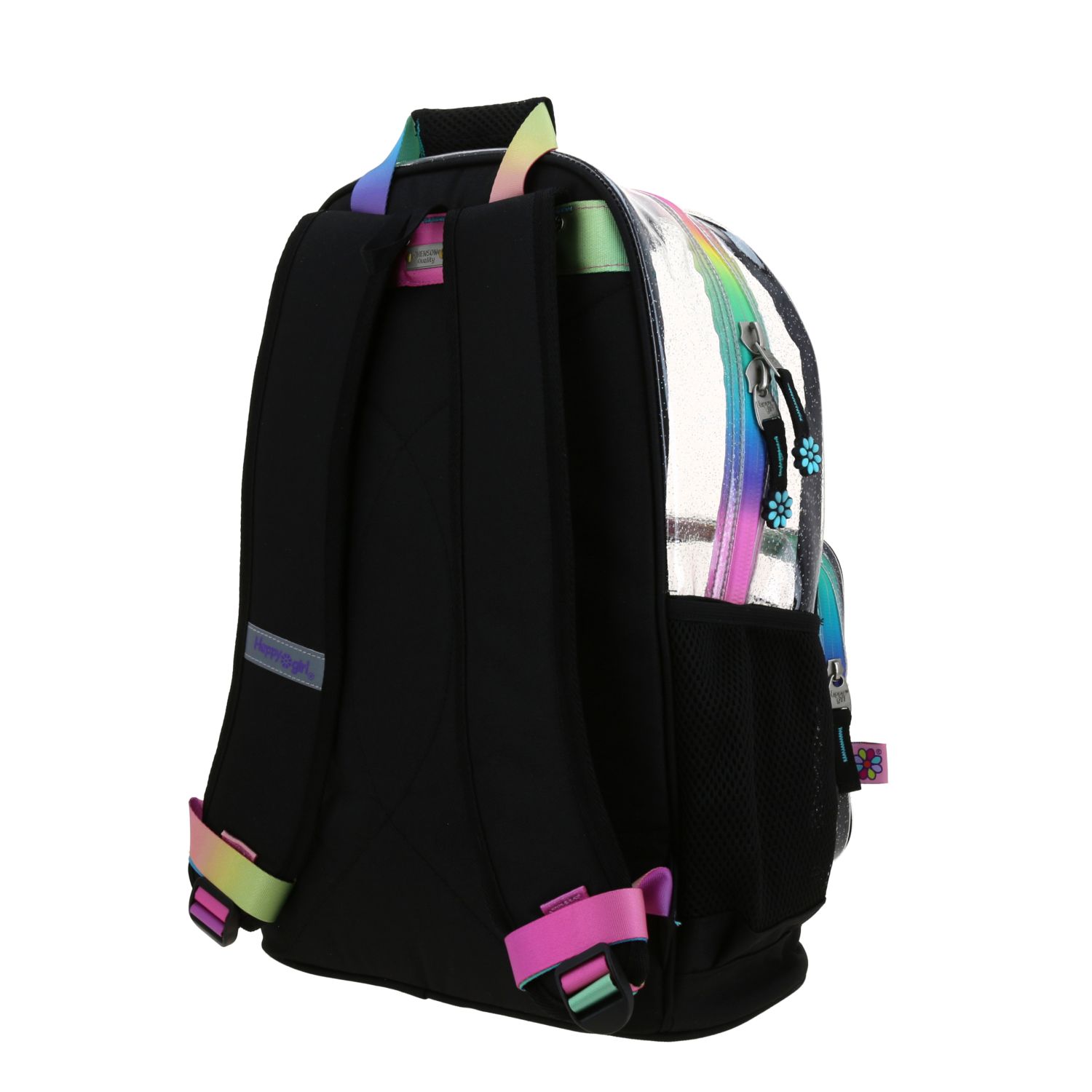 Mochila escolar Happy Girl negro PVC transparente para niña 5