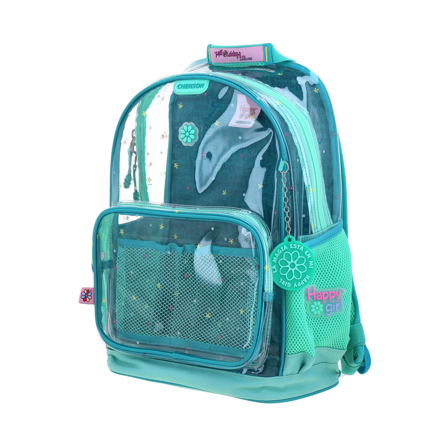 Mochila Escolar Happy Girl Turquesa Niña - Resistente PVC 2