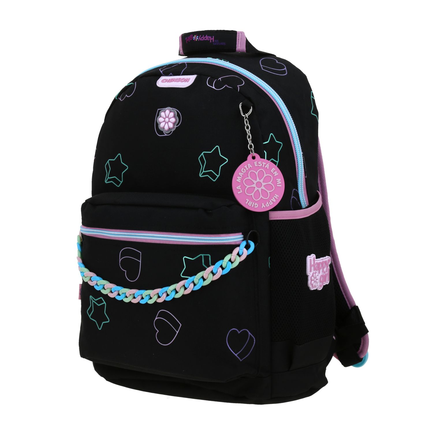 Mochila Escolar Happy Girl Negro | Resistente para Niña 2