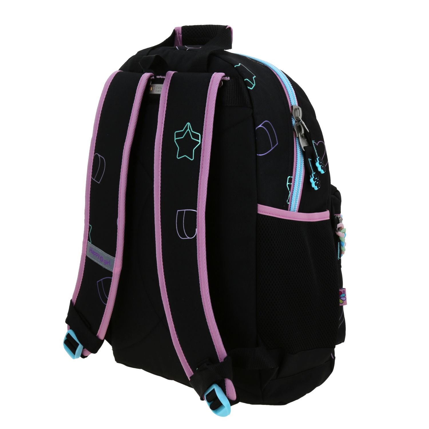 Mochila Escolar Happy Girl Negro | Resistente para Niña 5