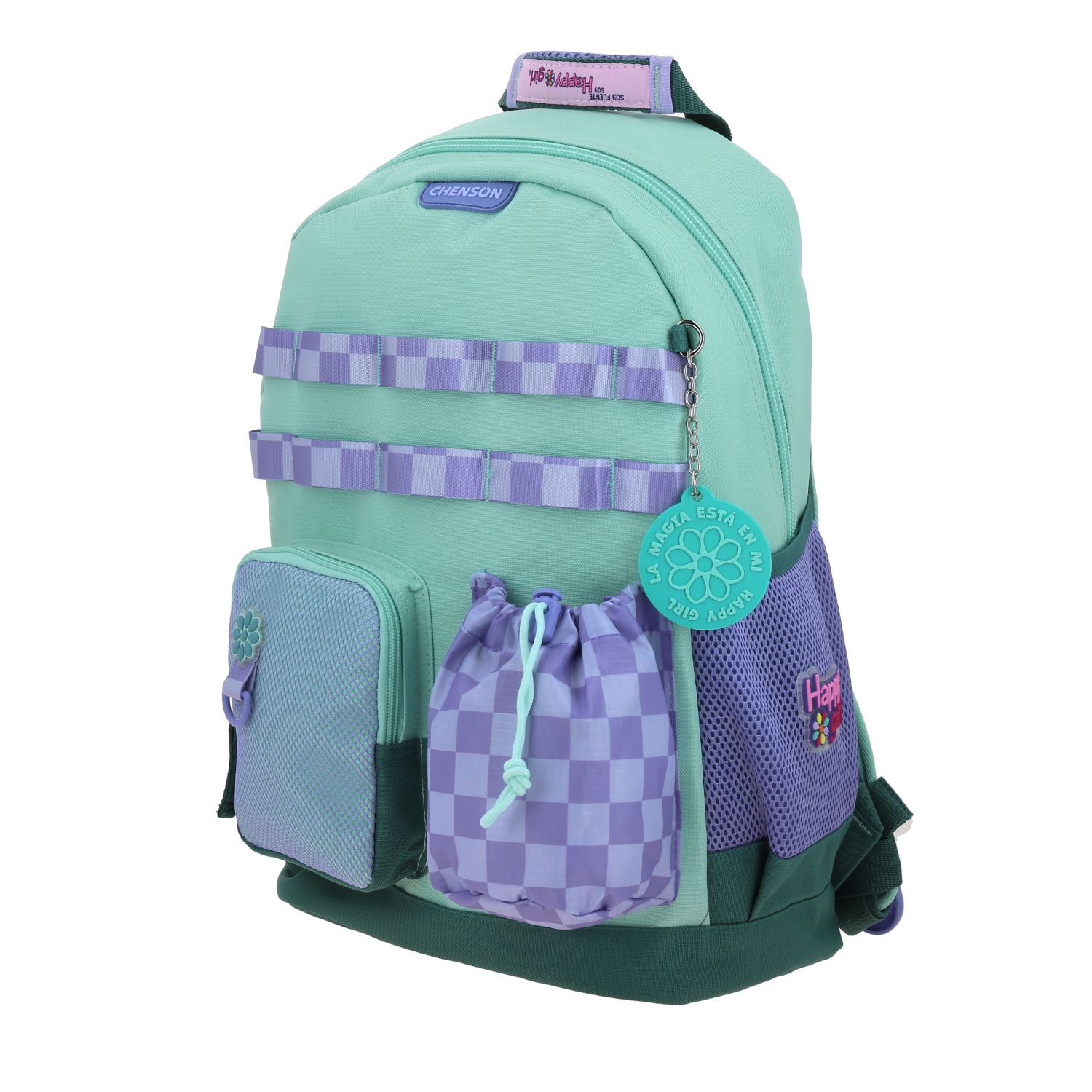 Kit Escolar Happy Girl by Chenson (Mochila + Mochila) Verde Infantil 3