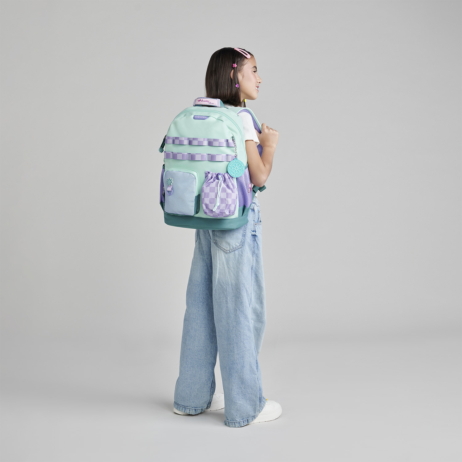 Mochila Escolar Happy Girl Verde | Resistente y Segura para Niñas - vista 2