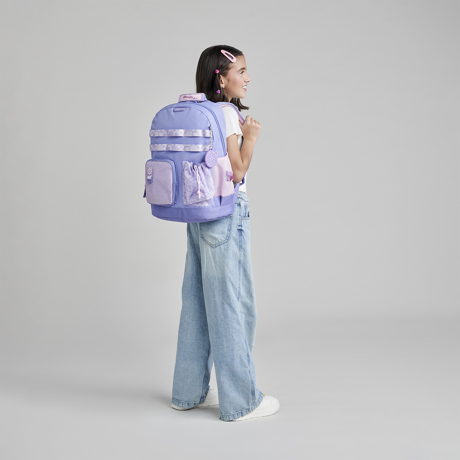 Mochila Escolar Happy Girl Uva | Backpack Resistente Niña - vista 2