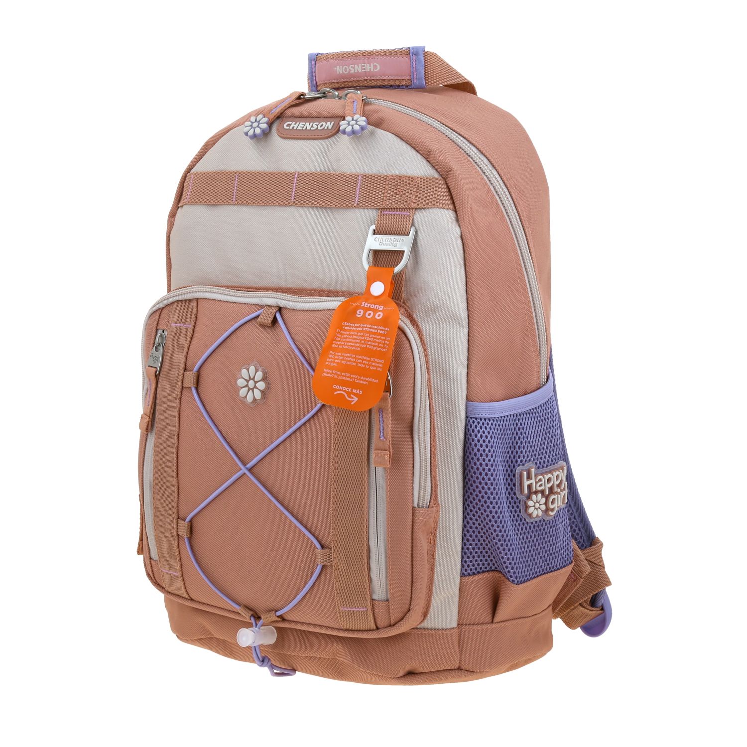 Mochila Escolar Happy Girl Beige | Backpack Infantil Resistente 2