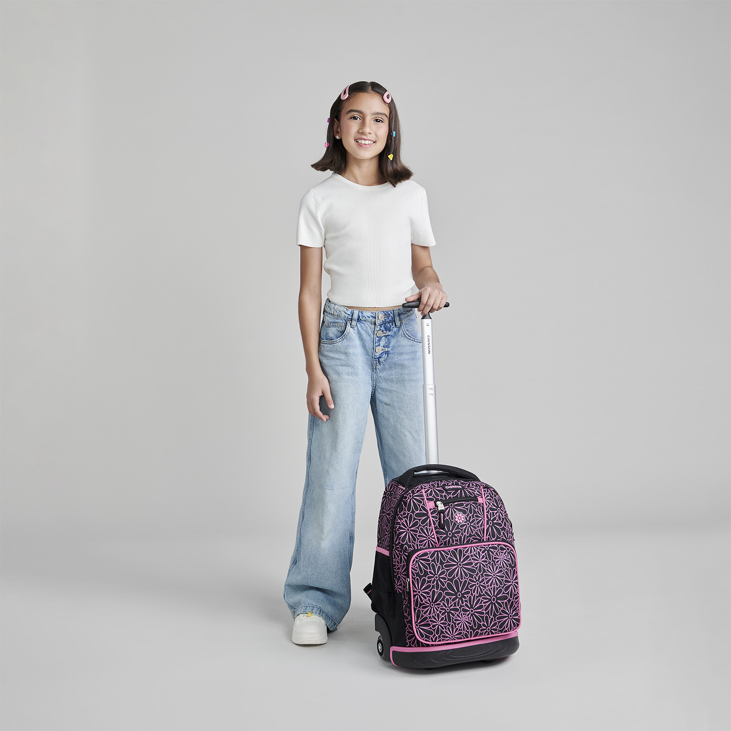 Mochila con Ruedas Happy Girl Negro - Escolar Infantil - vista 2