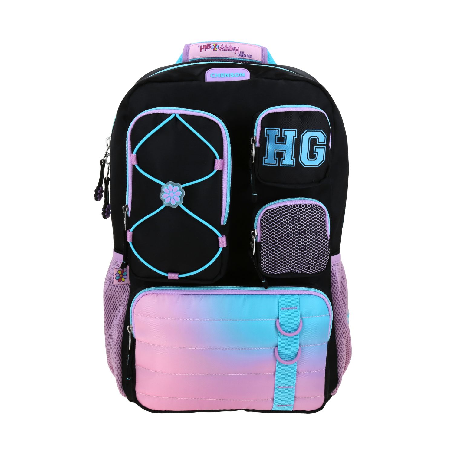 Kit Escolar Happy Girl by Chenson (Mochila + Mochila) Negro Infantil 2