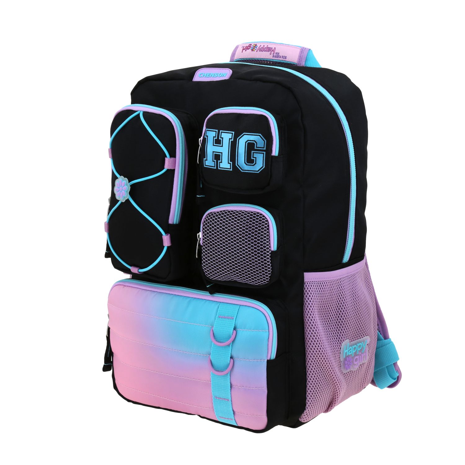 Kit Escolar Happy Girl by Chenson (Mochila + Mochila) Negro Infantil 3