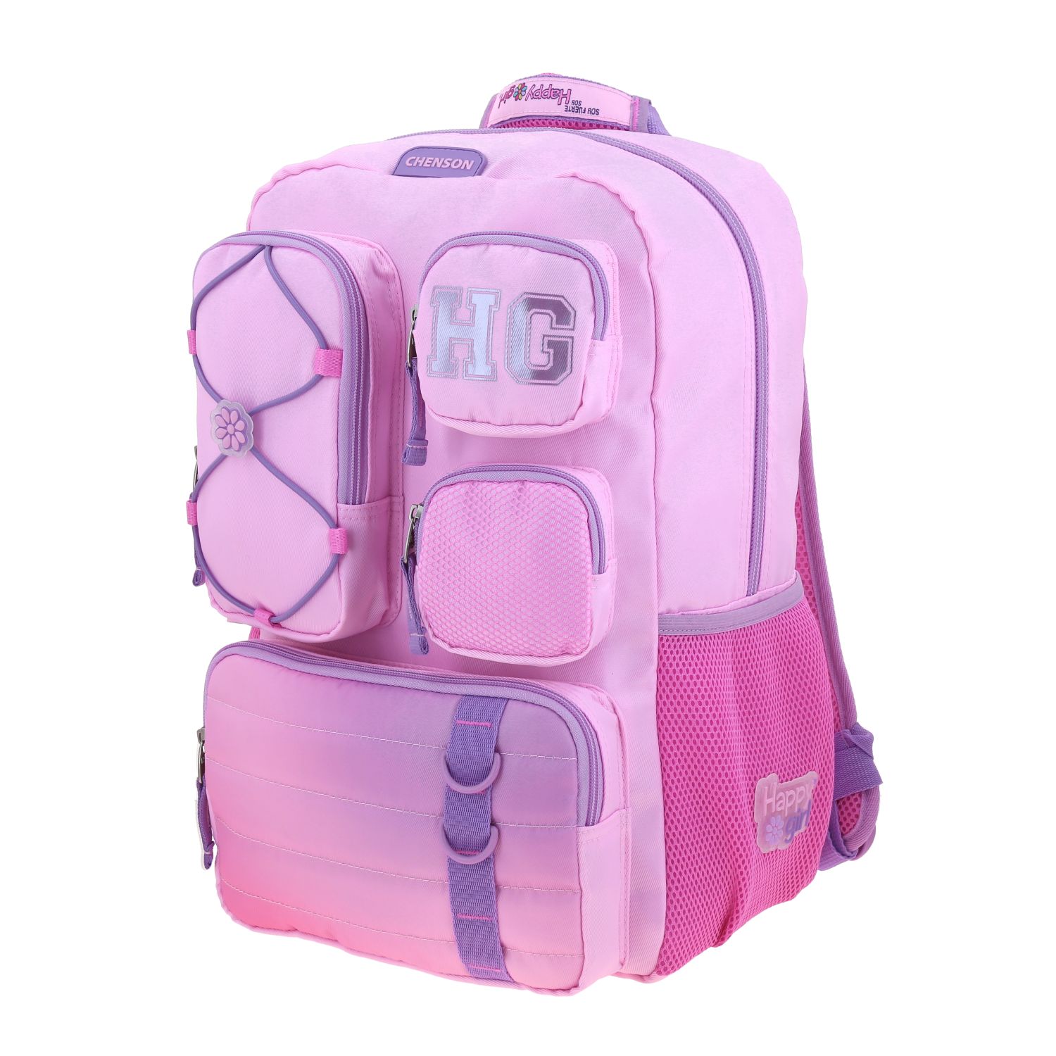 Mochila Escolar Happy Girl Rosa | Backpack Infantil Durável 2