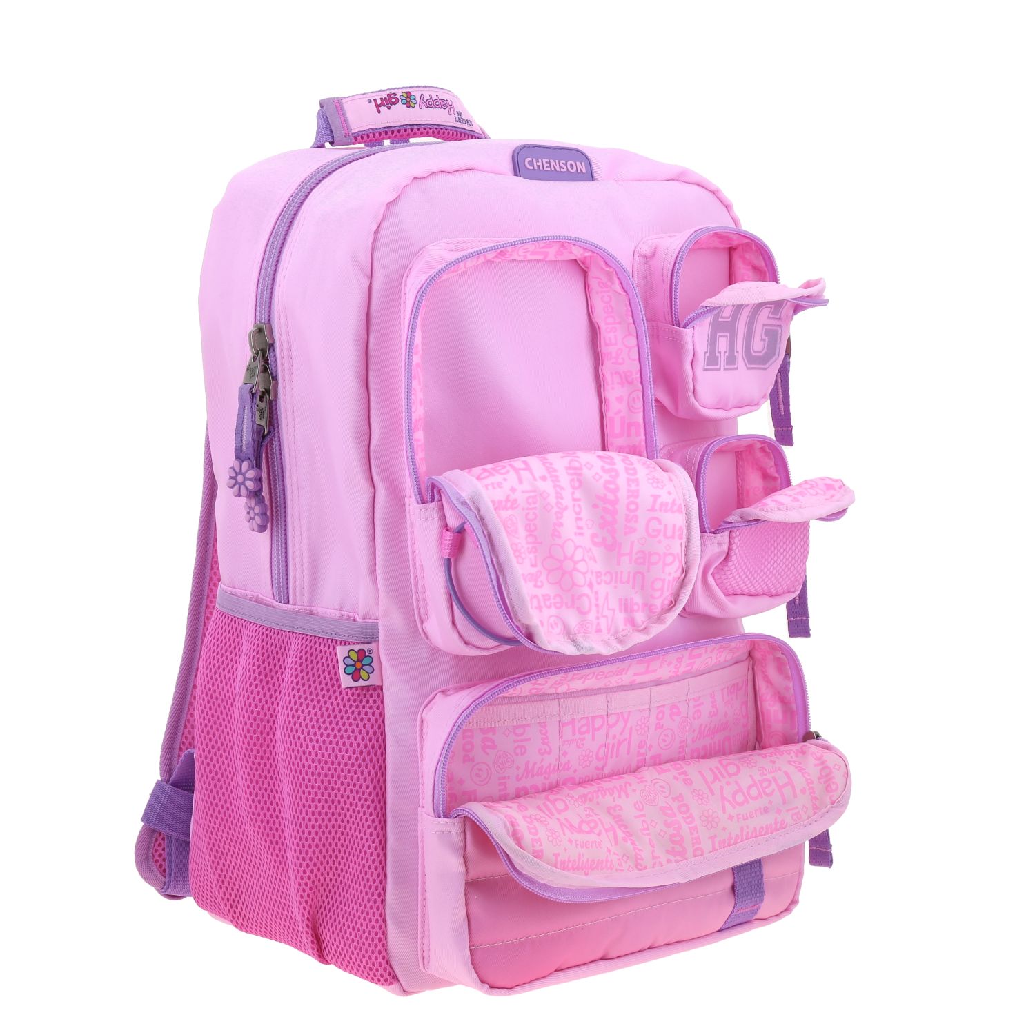 Mochila Escolar Happy Girl Rosa | Backpack Infantil Durável - vista 2