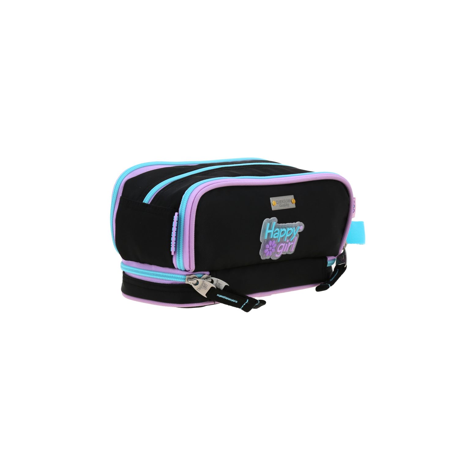 Lapicera Escolar Happy Girl Negro 25cm | Estuche Portalápices 3
