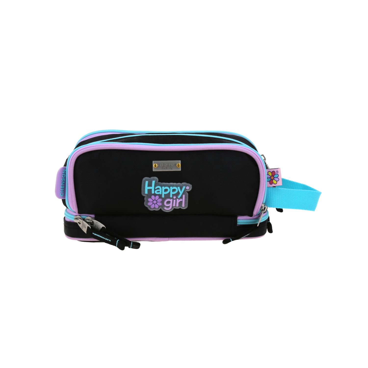 Lapicera Escolar Happy Girl Negro 25cm | Estuche Portalápices 4