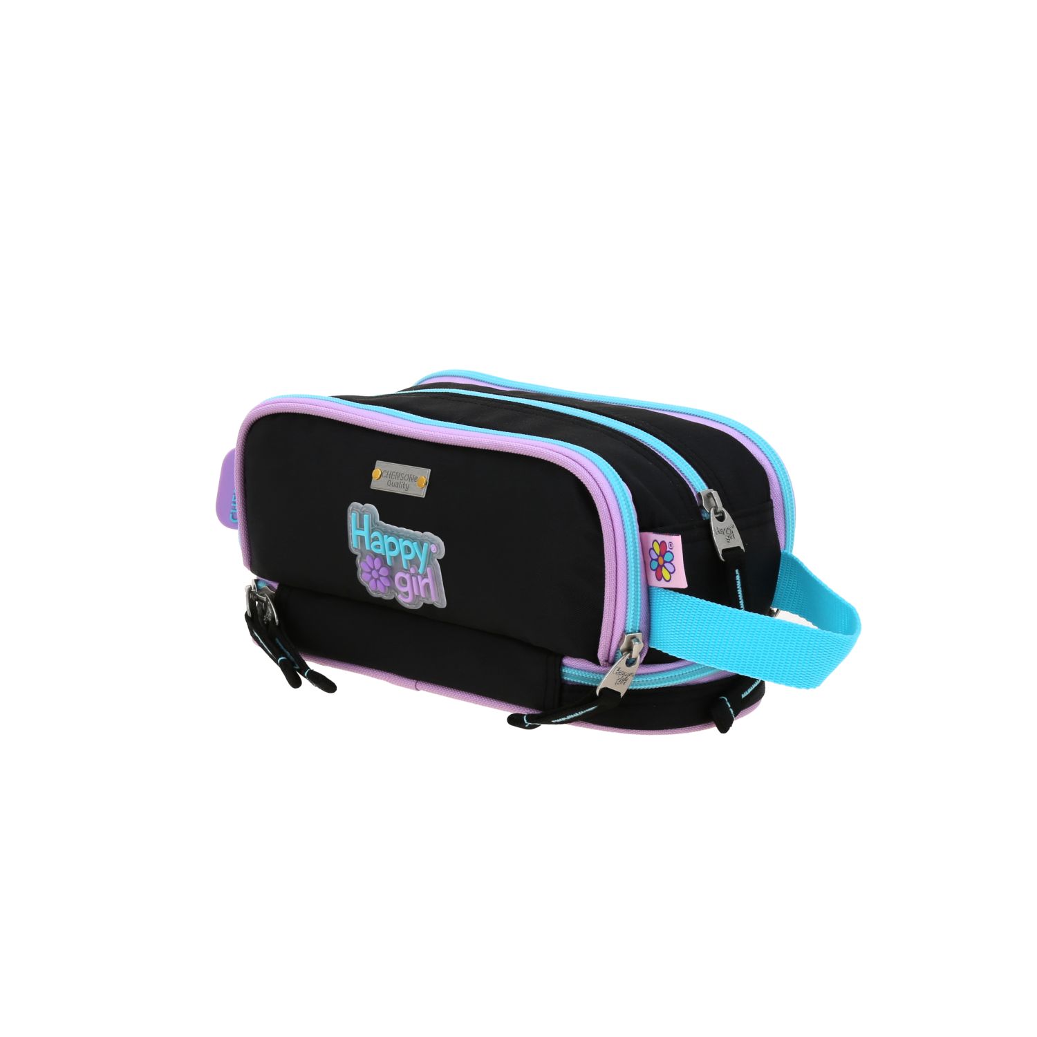 Lapicera Escolar Happy Girl Negro 25cm | Estuche Portalápices 5