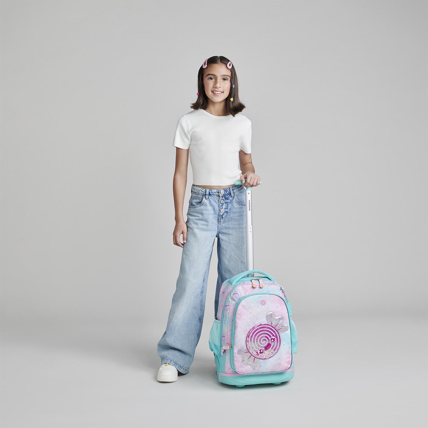 Mochila con Ruedas Happy Girl Turquesa | Escolar Infantil - vista 2
