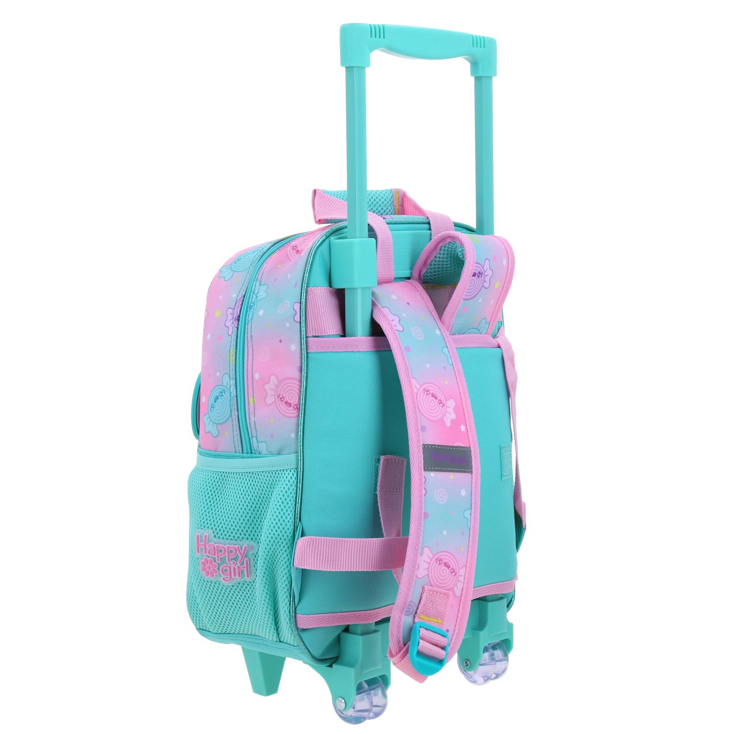 Mochila con Ruedas Happy Girl Turquesa Escolar Infantil 3