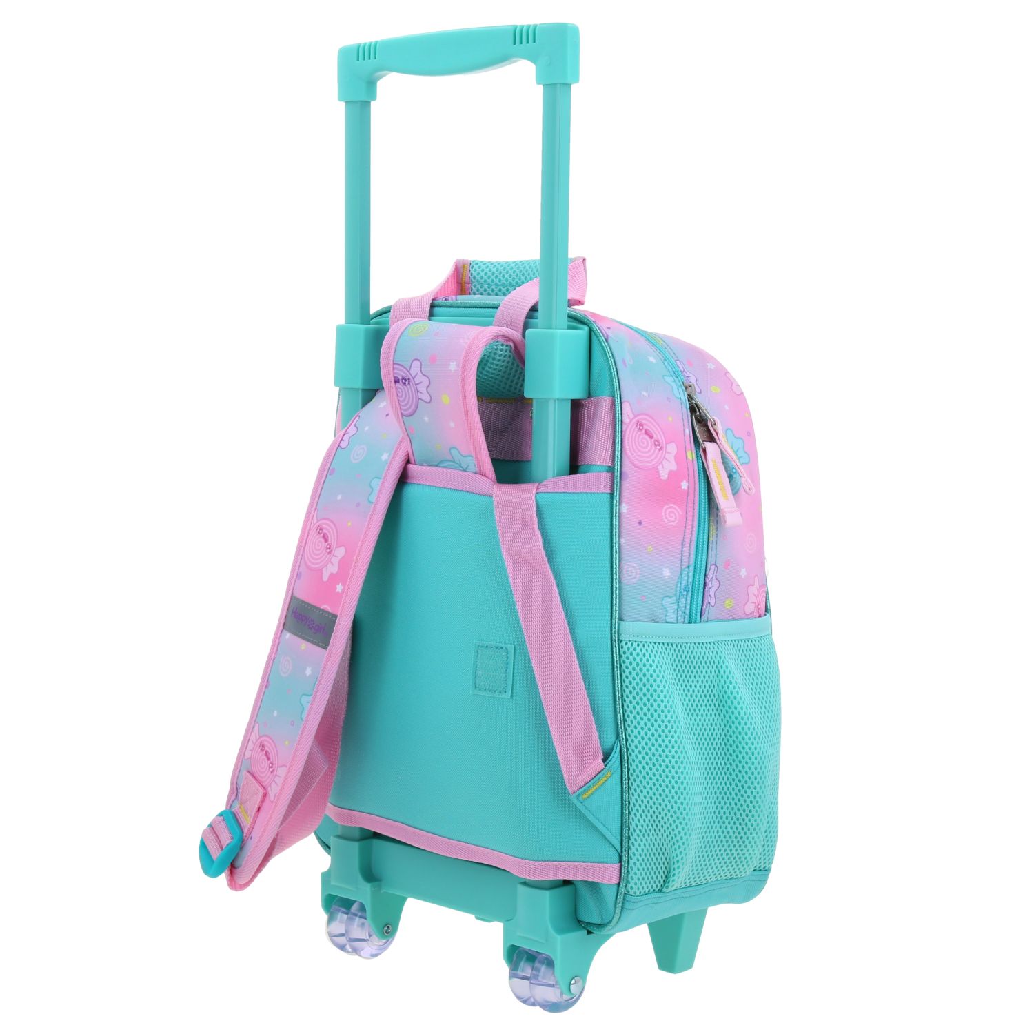 Mochila con Ruedas Happy Girl Turquesa Escolar Infantil 5