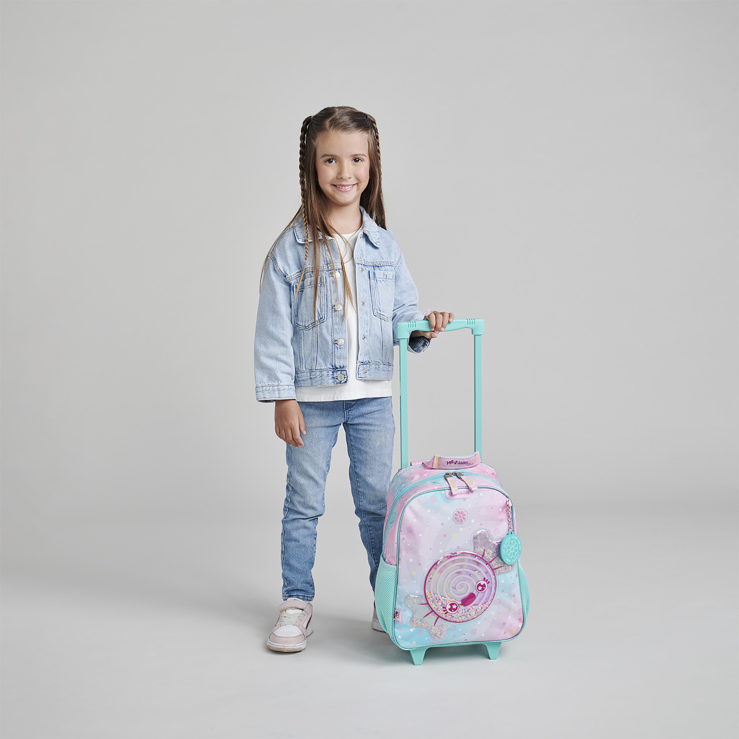 Mochila con Ruedas Happy Girl Turquesa Escolar Infantil - vista 2