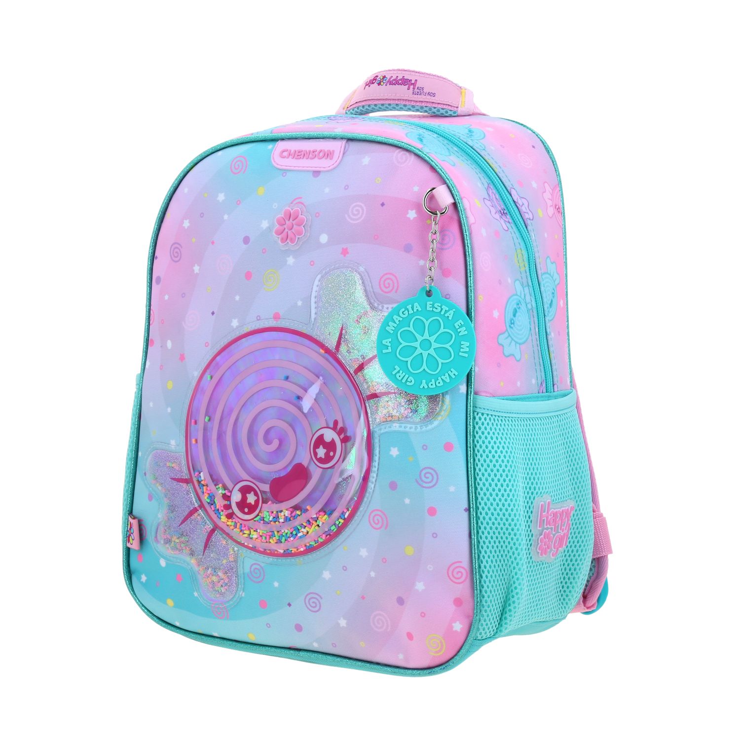 Mochila Escolar Happy Girl Turquesa - Resistente y Divertida 2