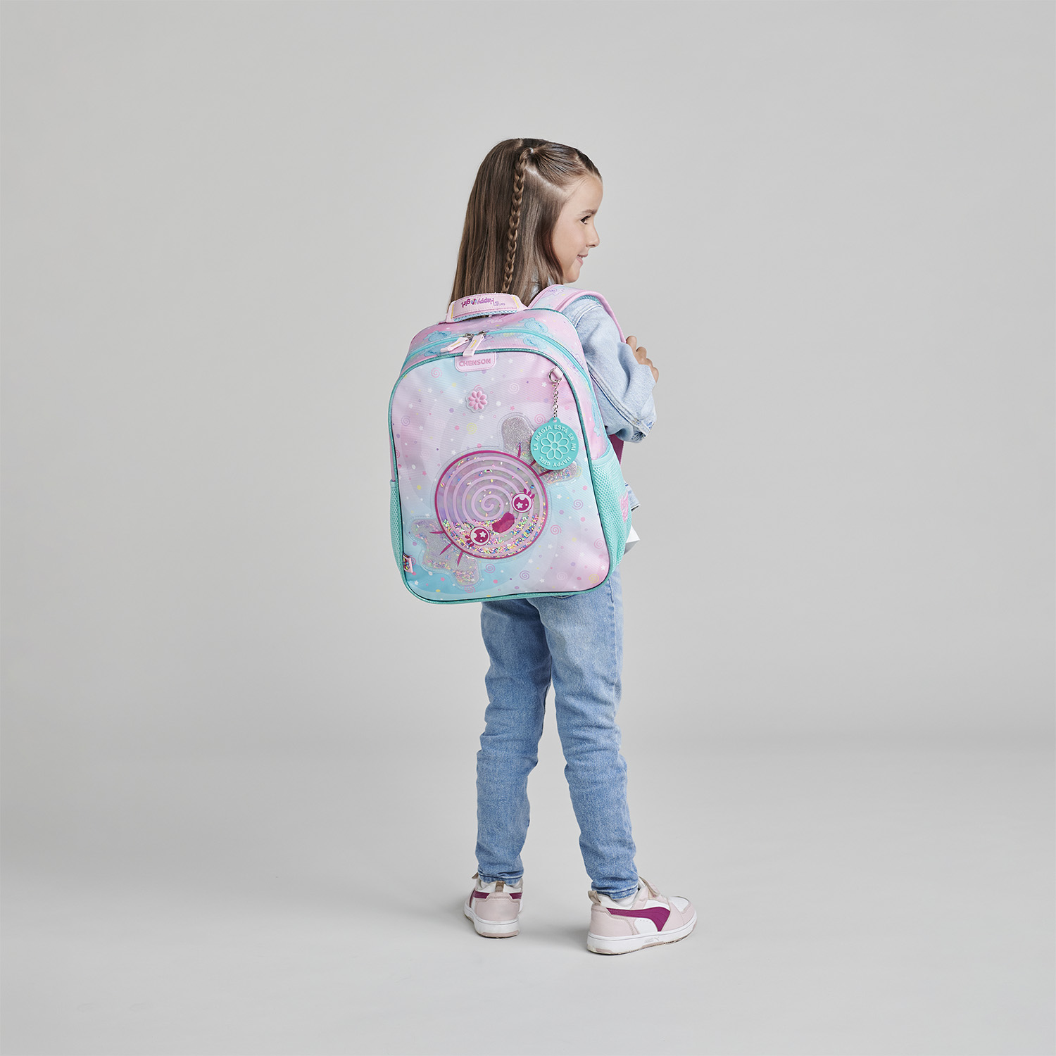 Mochila Escolar Happy Girl Turquesa - Resistente y Divertida - vista 2