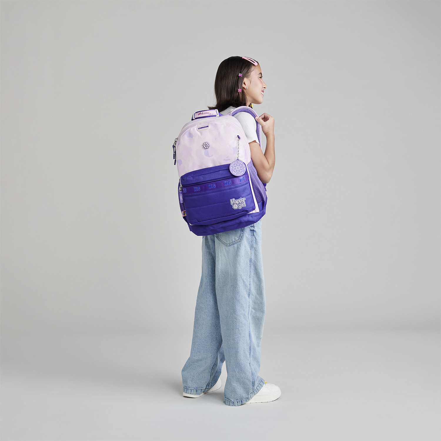 Mochila Escolar Happy Girl Uva 43cm - Resistente y Cómoda - vista 2