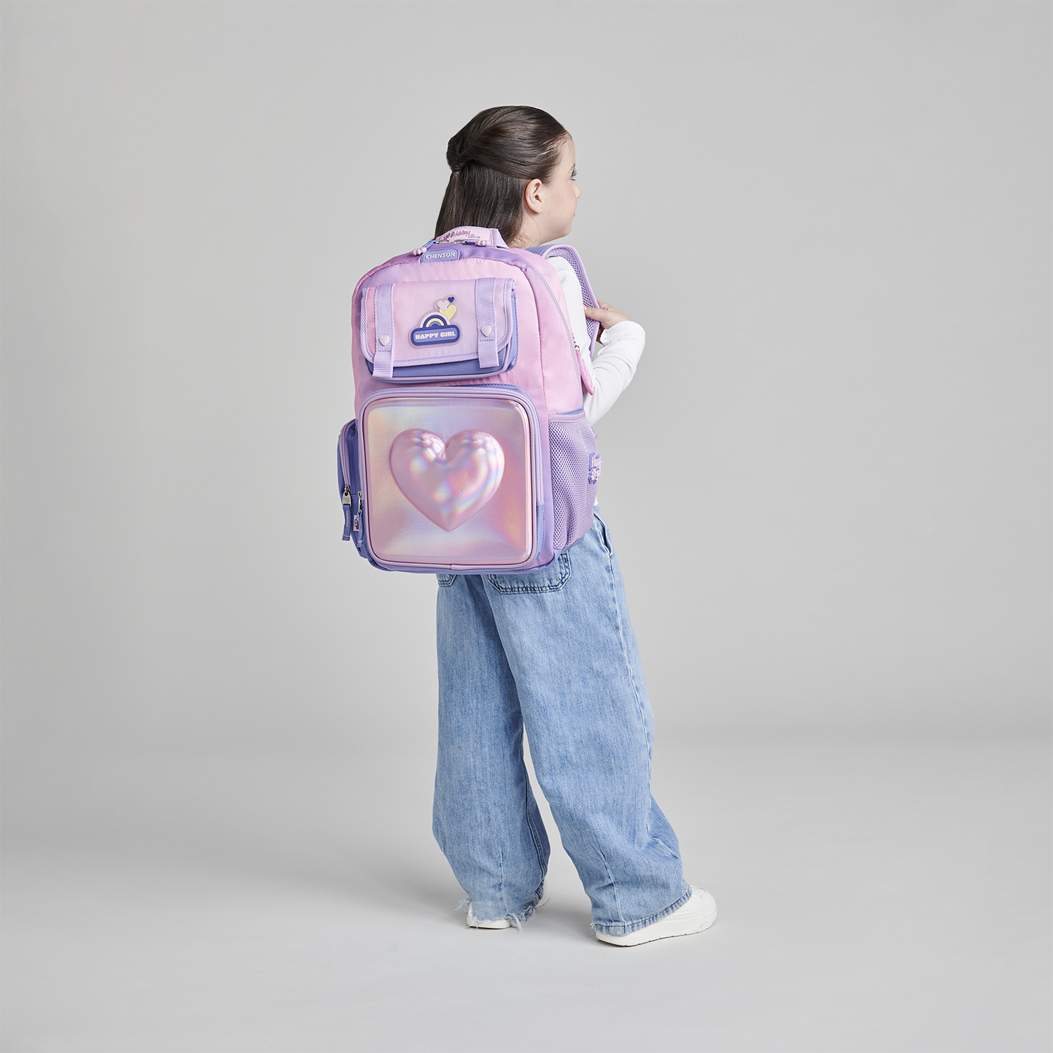 Mochila Escolar Happy Girl Color Uva - Resistente y Cómoda - vista 2