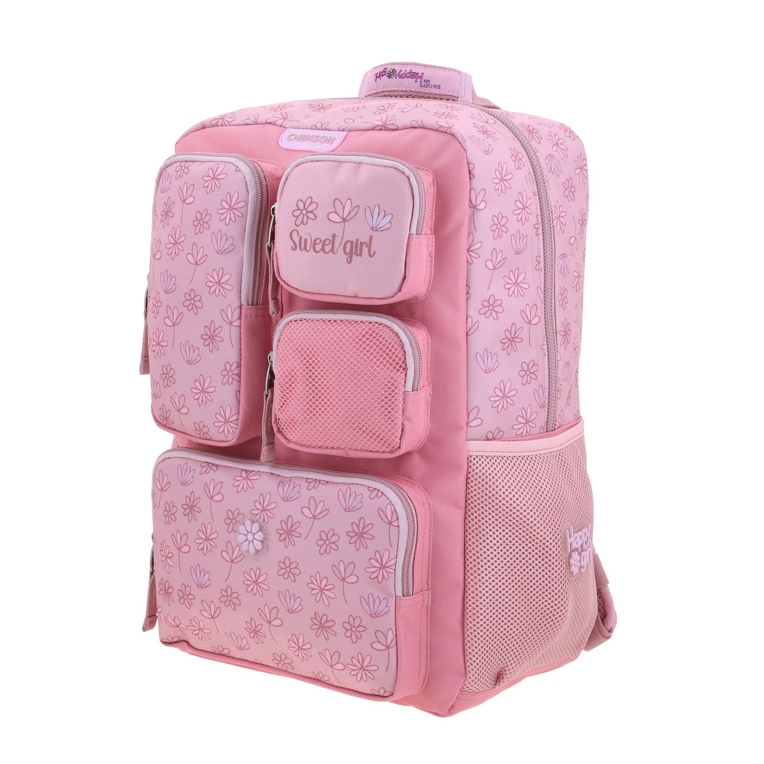 Kit Escolar Happy Girl by Chenson (Mochila + Mochila) Rosa Infantil 2