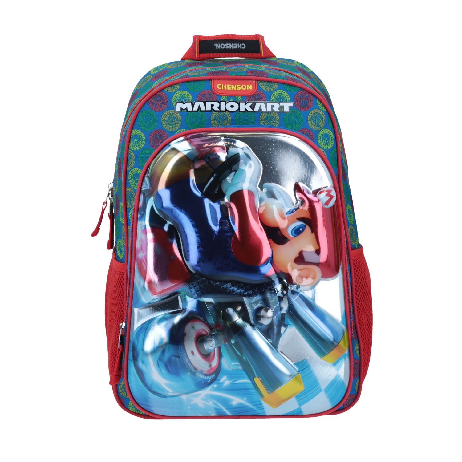Mochila escolar para niño Mario Bros by Chenson azul con bolsillo frontal