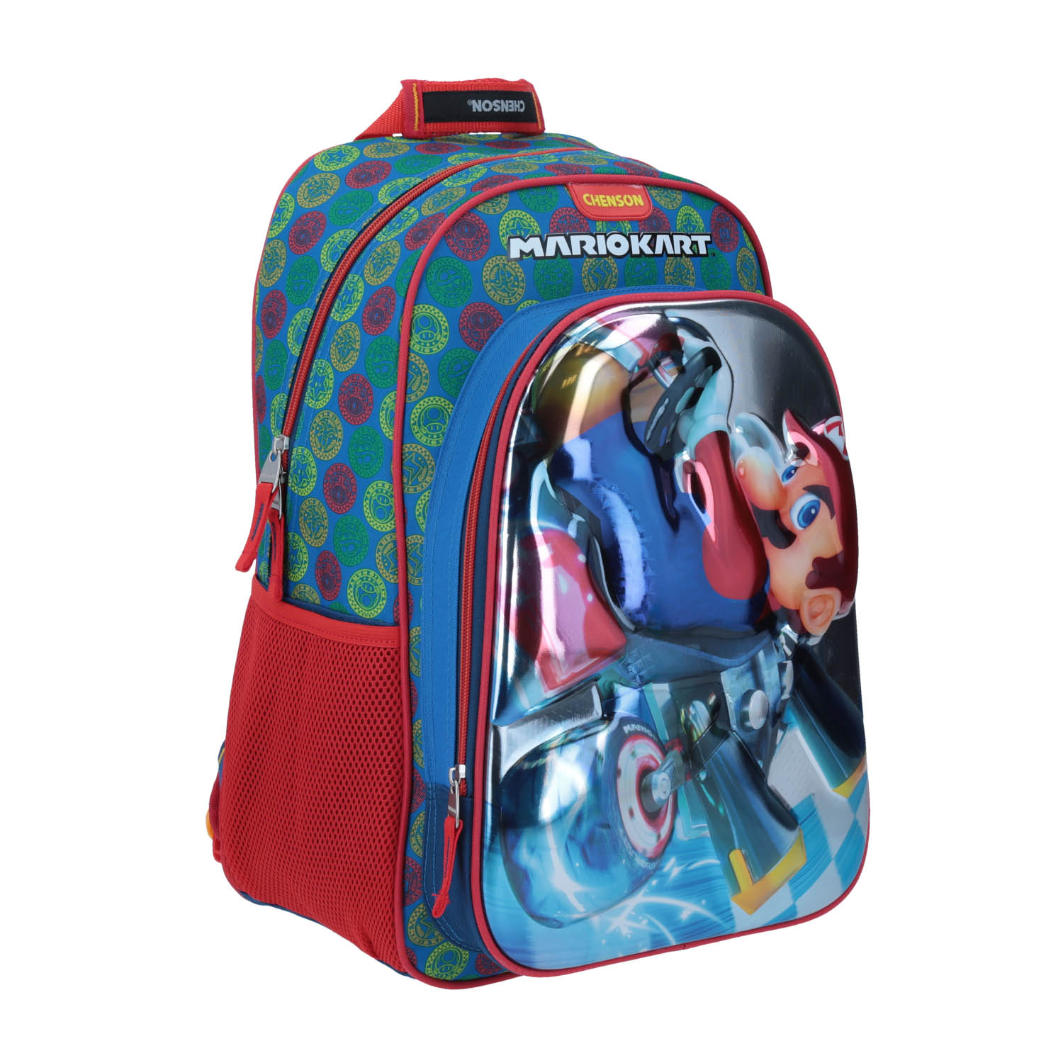 Mochila escolar para niño Mario Bros by Chenson azul con bolsillo frontal - vista 2