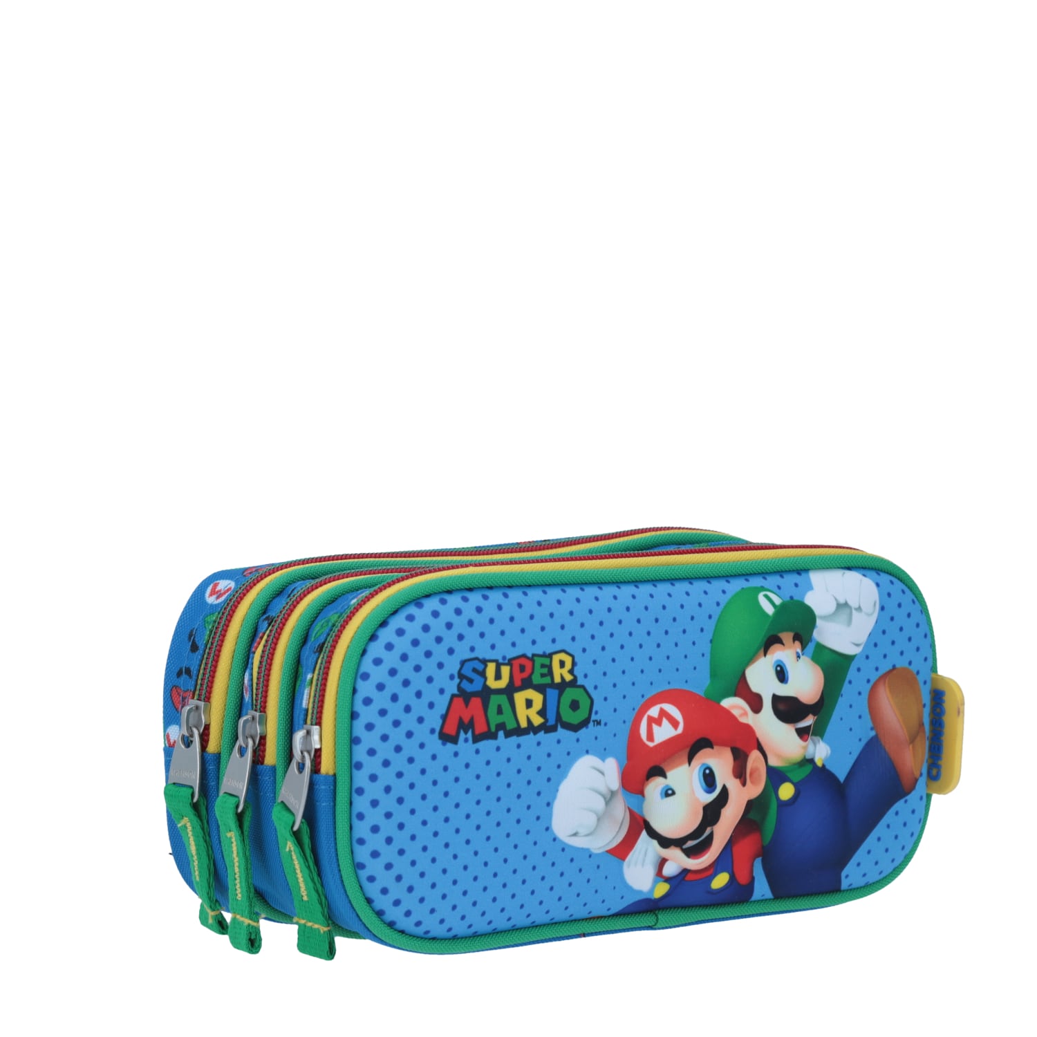 Lapicera escolar para niño Mario Bros by Chenson color azul con doble compartimento - vista 2